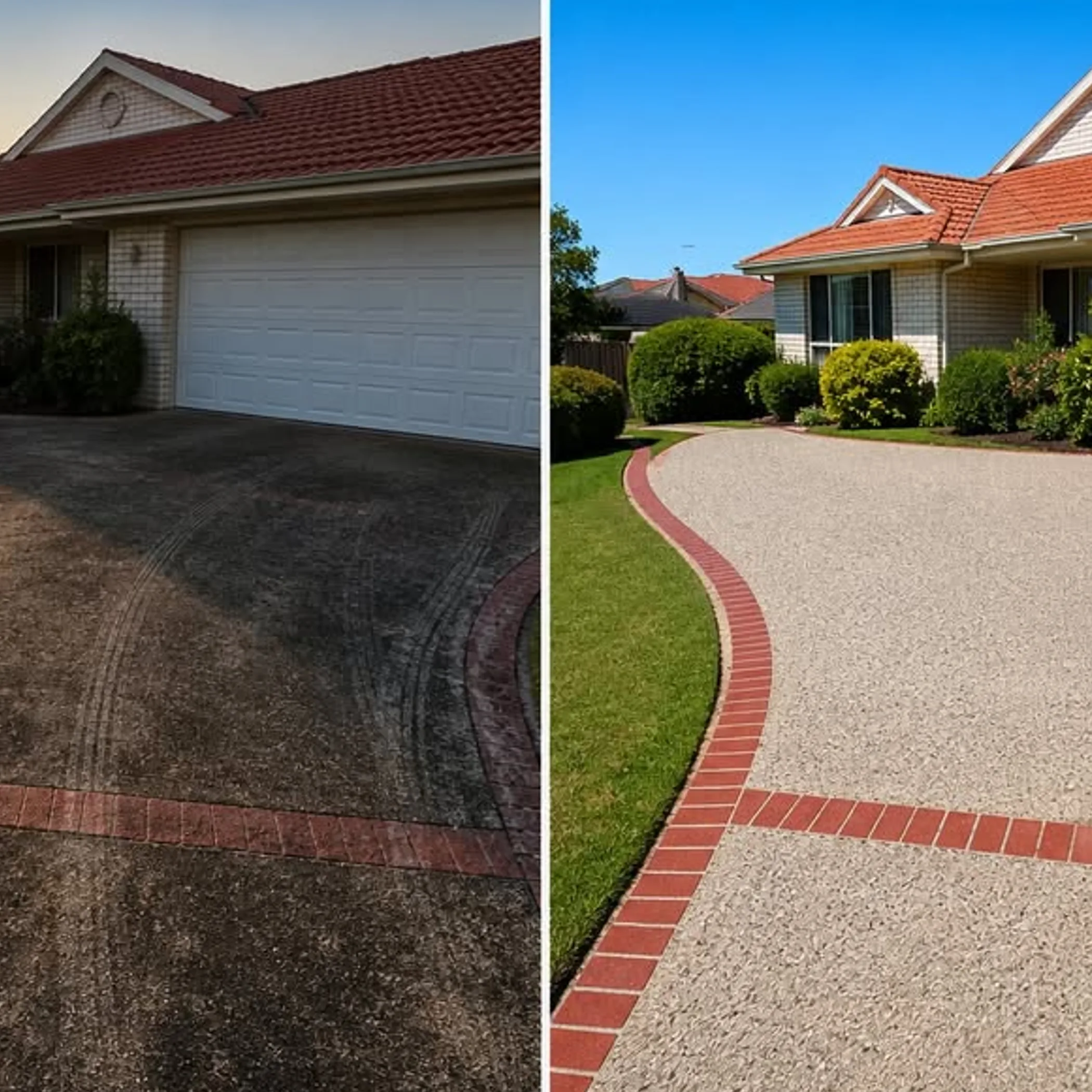driveway pressure washing before and after