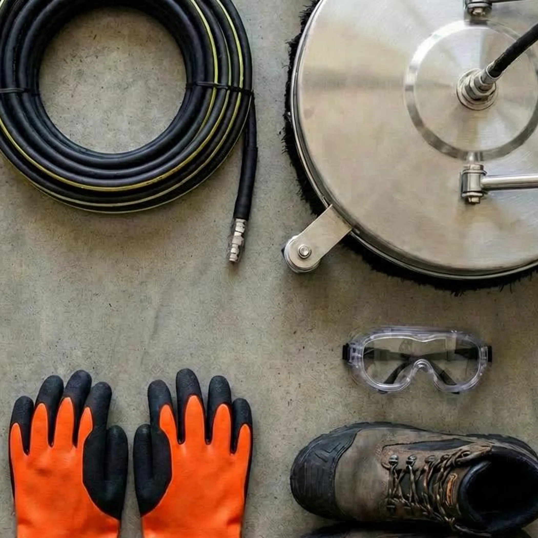 pressure washing tools and safety gear
